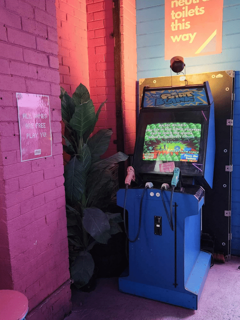 Retro Arcade Game Machine at Evie's Disco Diner.
